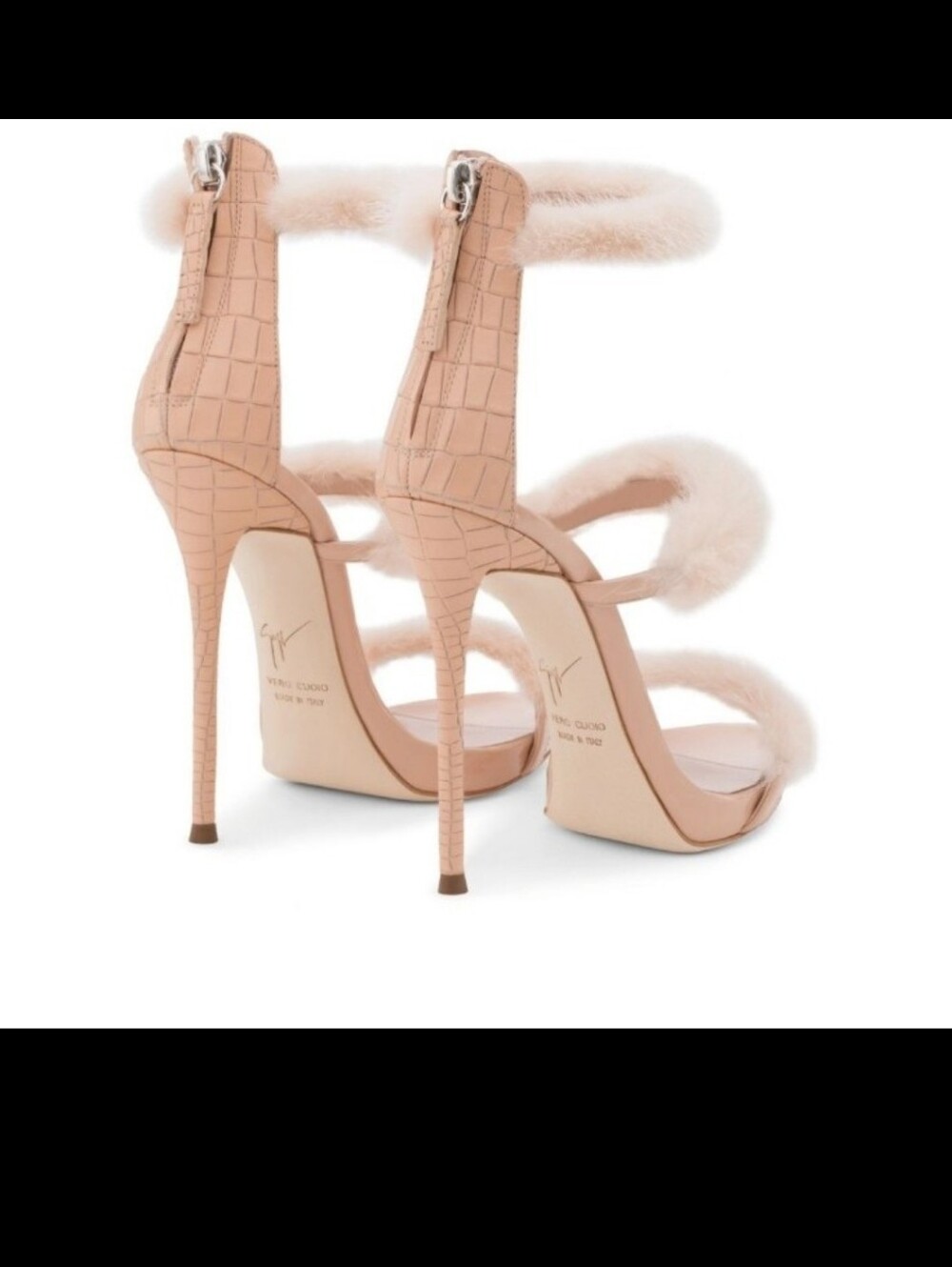 Giuseppe Zanotti Pink Fur Triple-Strap High Heels - Picture 9 of 13